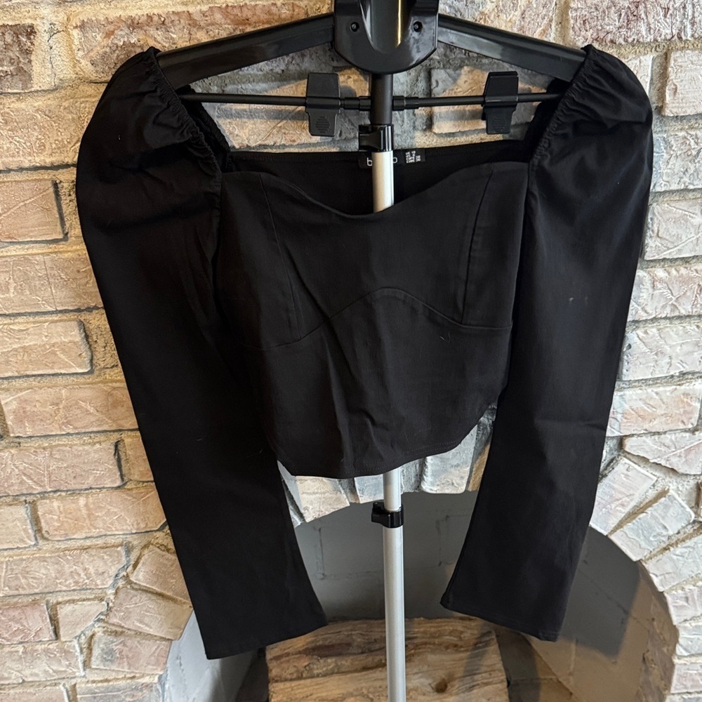Boohoo Black Long Sleeve Top